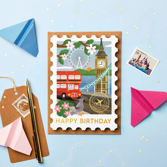 London Stamp Birthday Card