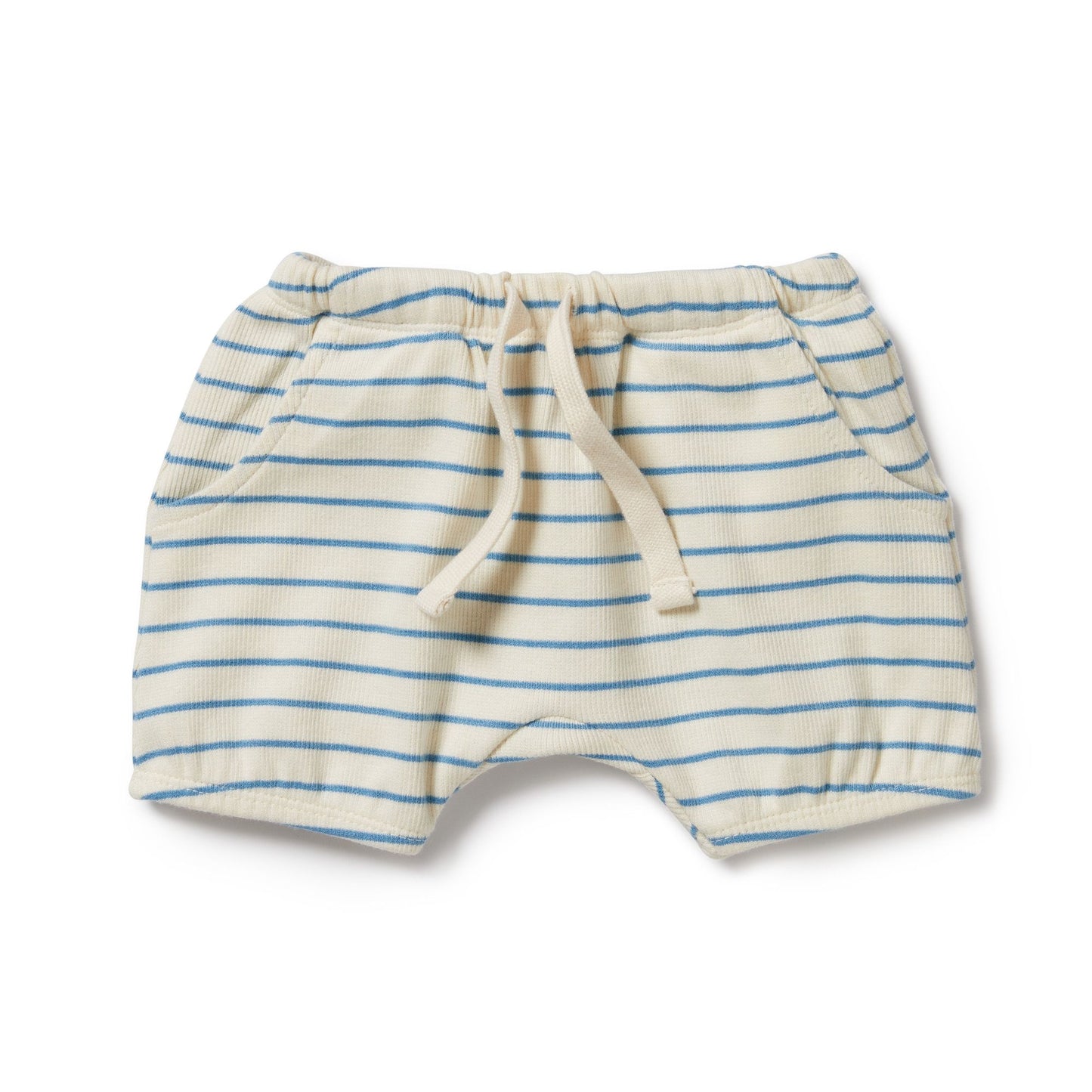 Blue Striped Rib Shorts
