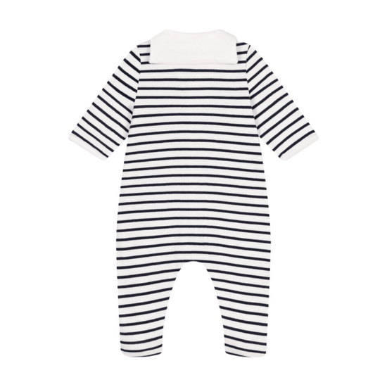 Sailor Stripe Footed Jumpsuit in White Navy