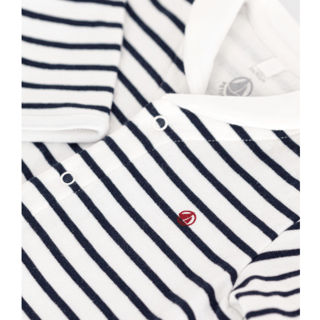 Sailor Stripe Footed Jumpsuit in White Navy