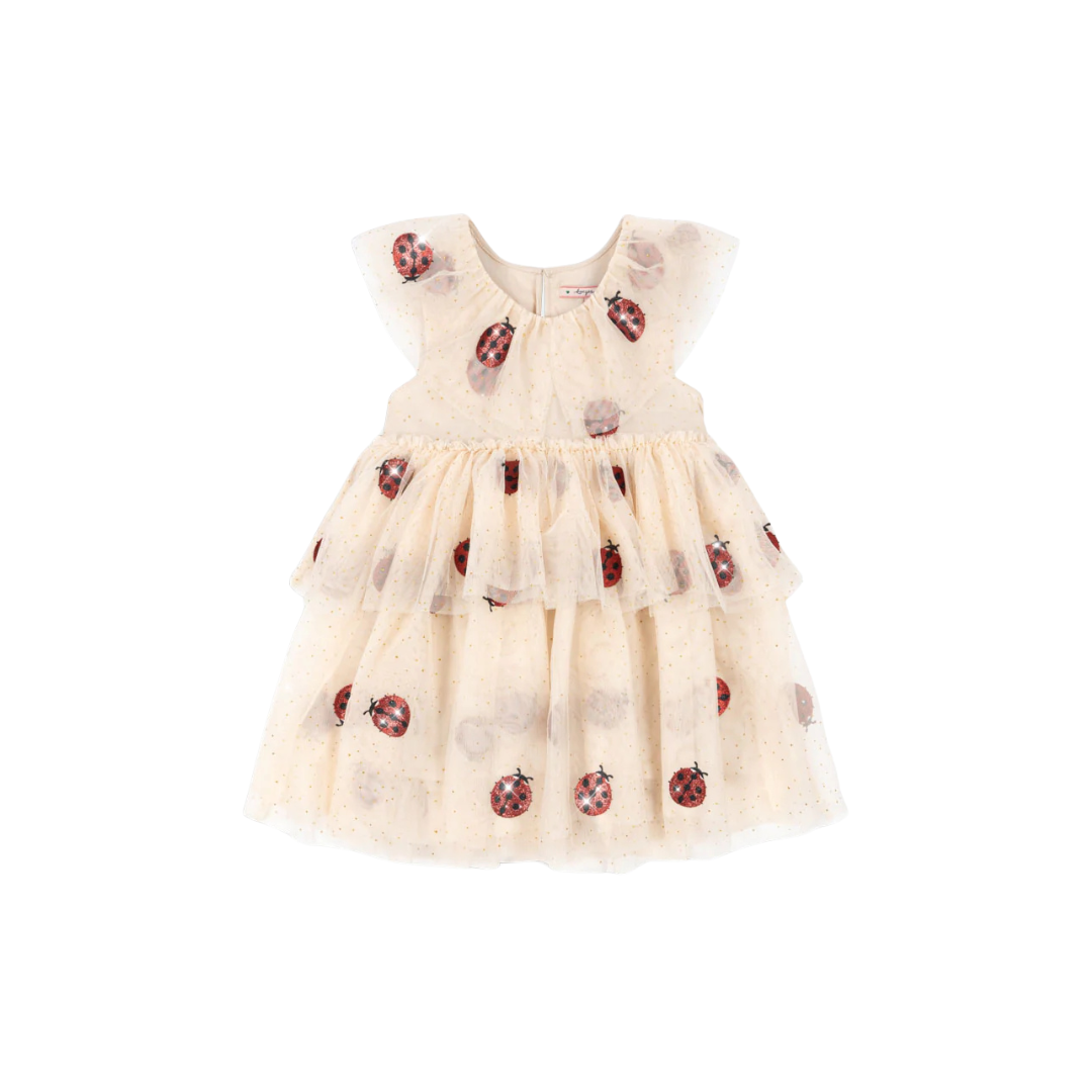 Fayette Dress in Ladybug Glitter