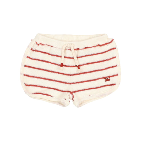 Red Terry Stripes Shorts - Baby