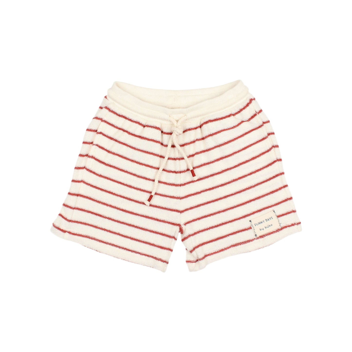 Red Terry Stripes Shorts - Toddler