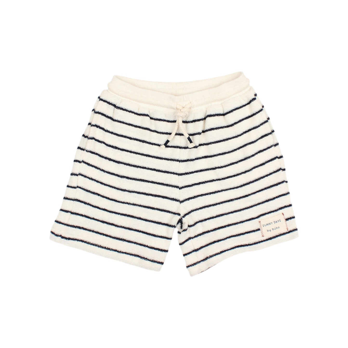 Navy Terry Stripes Shorts - Toddler