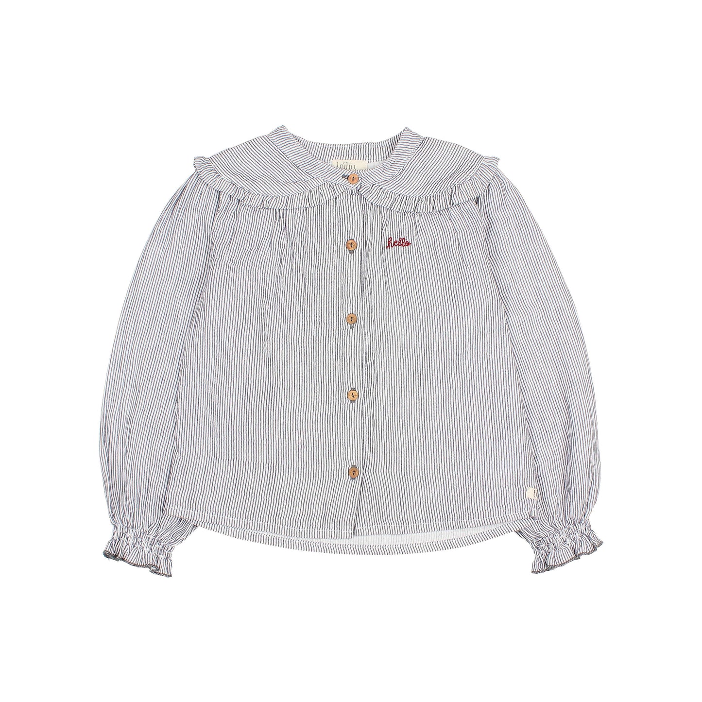 Hello Embroidered Stripes Toddler Blouse