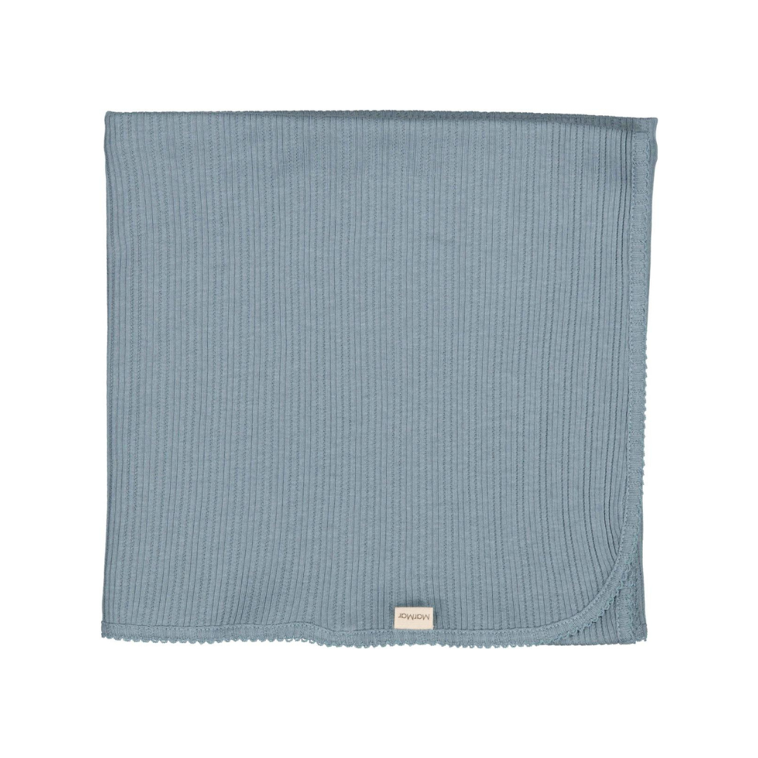 Alida Pointelle Rib Blanket in Blue Dove