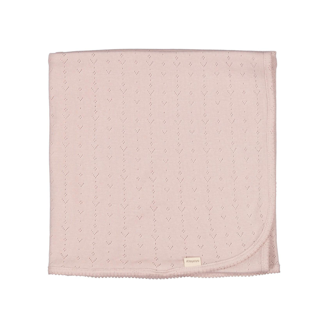 Alida Pointelle Rib Blanket in Faded Rose