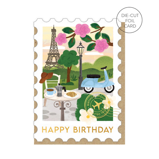 Paris Stamp Birthday Card