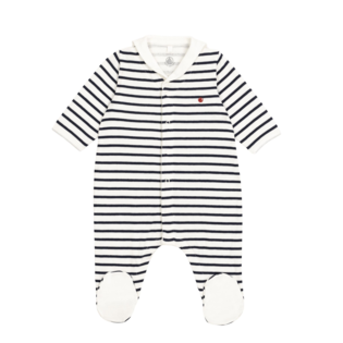 Sailor Stripe Footed Jumpsuit in White Navy