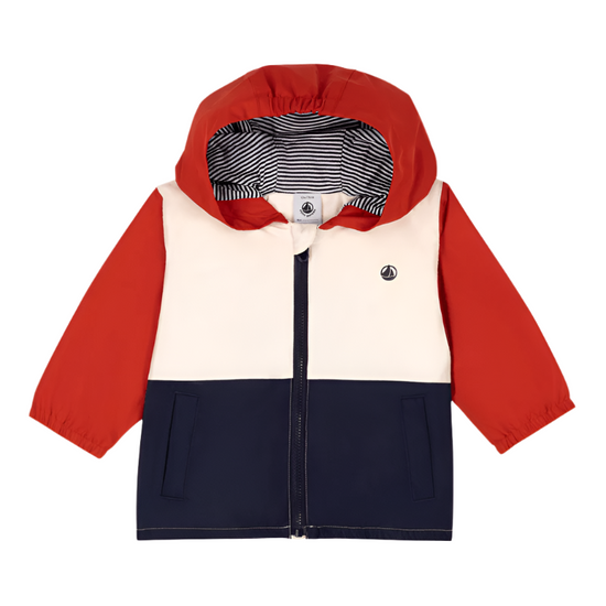 Hooded Jacket in Red Navy - Baby