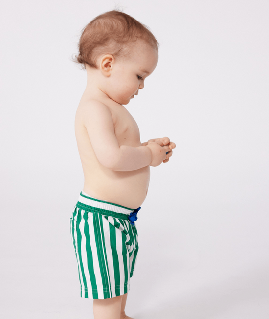 Load image into Gallery viewer, Green Striped Swim Shorts - Baby

