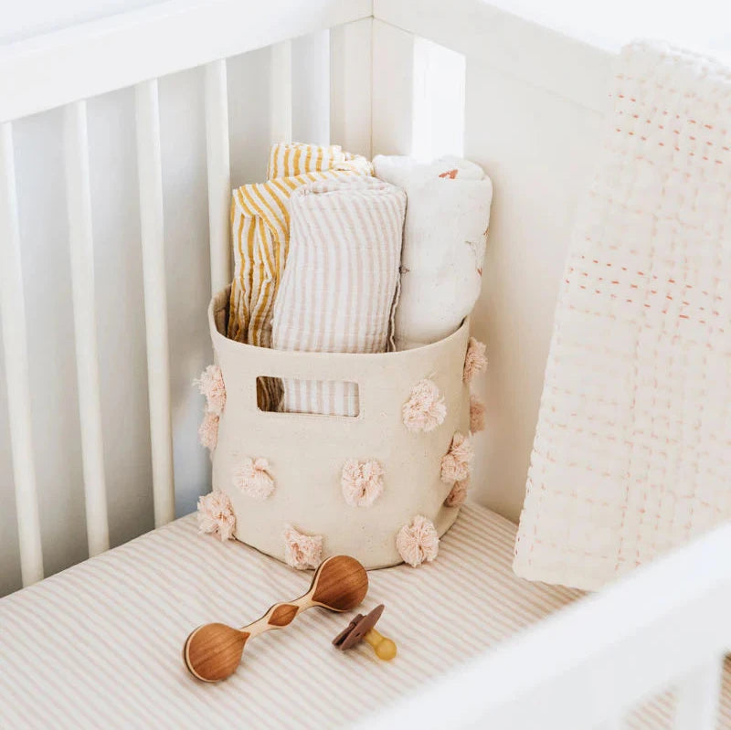 Crib Sheet in Pink Stripes