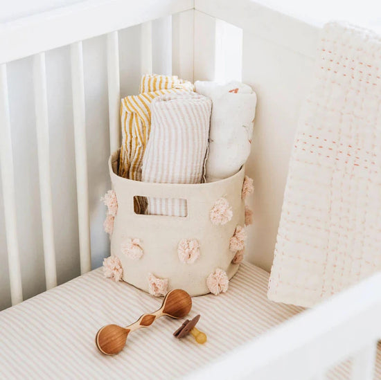 Crib Sheet in Pink Stripes