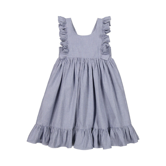 Danita Frill Dress in Navy Stripe