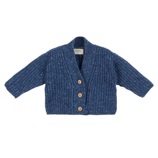 Wool Cardigan in Blue Electric Speckle