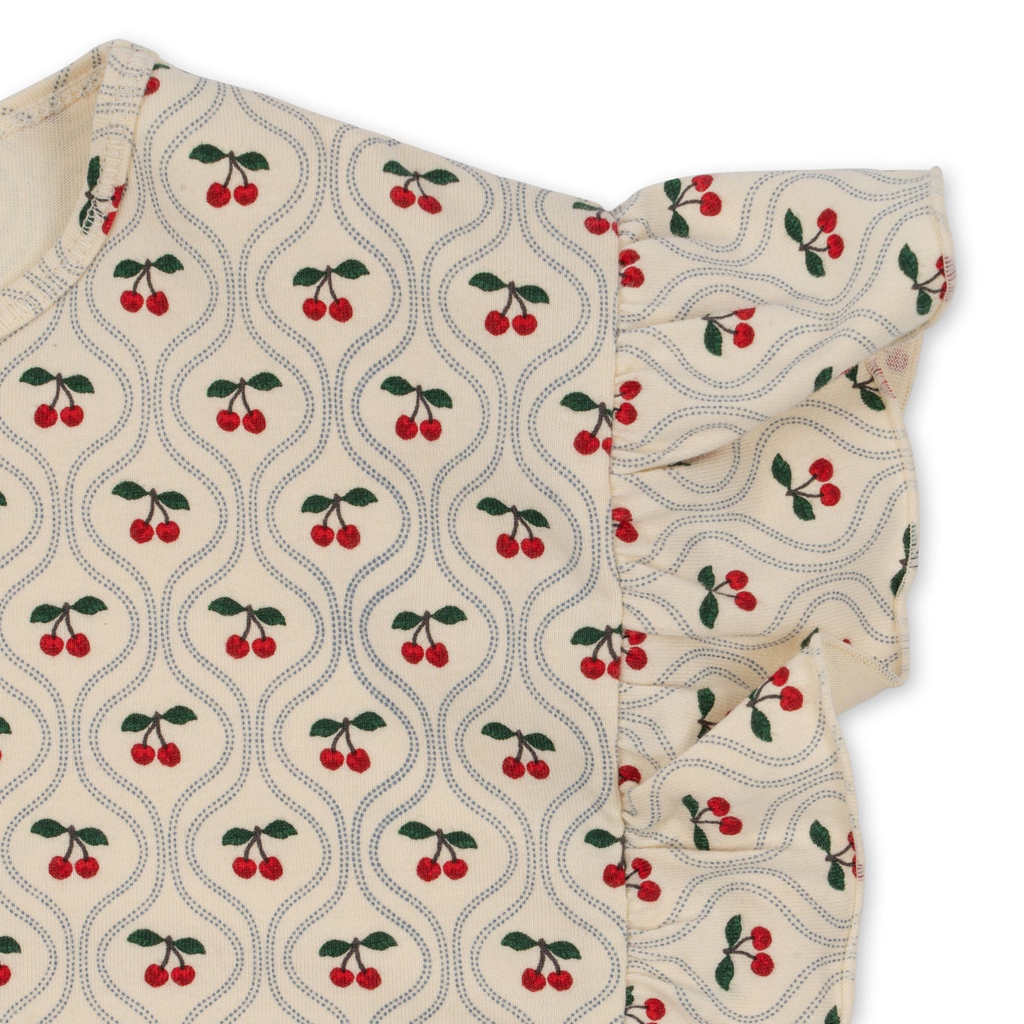 Linen Frill Set in Cherry Motif