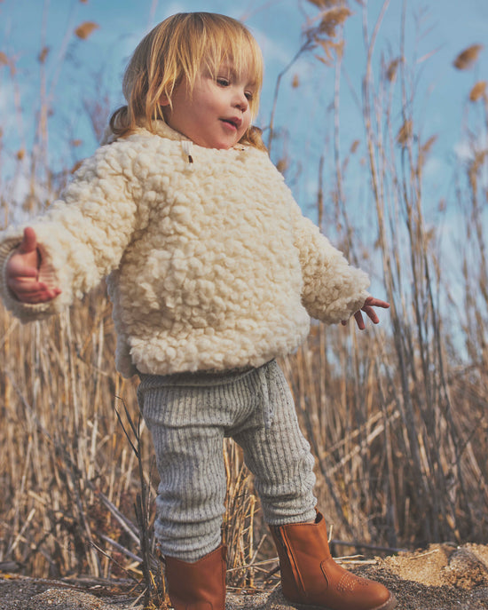 Fine Knit Leggings in Light Grey