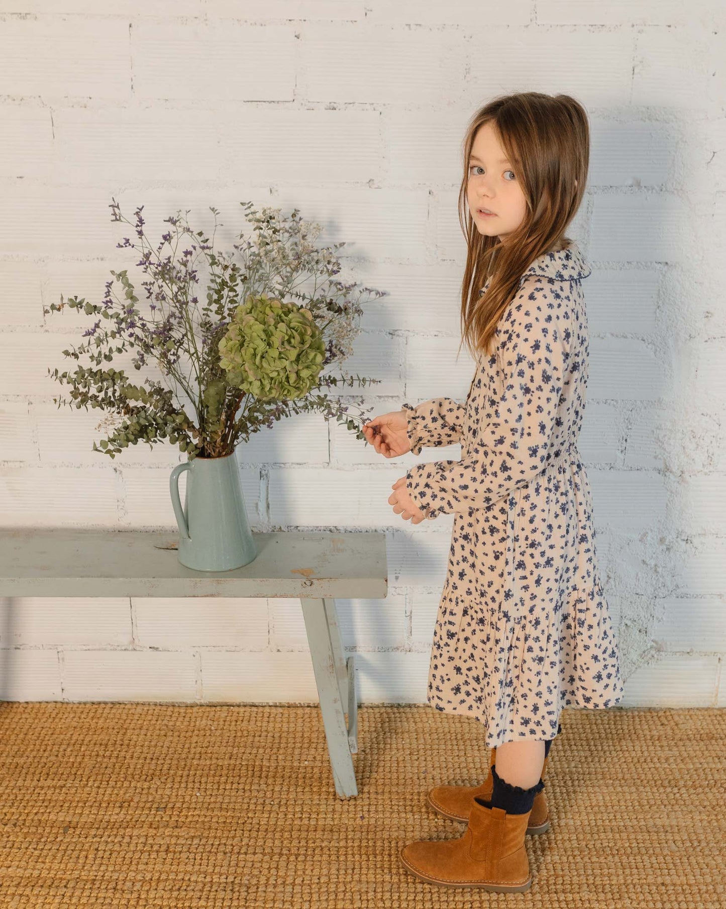 Cottage Toddler Dress in Cream Pink