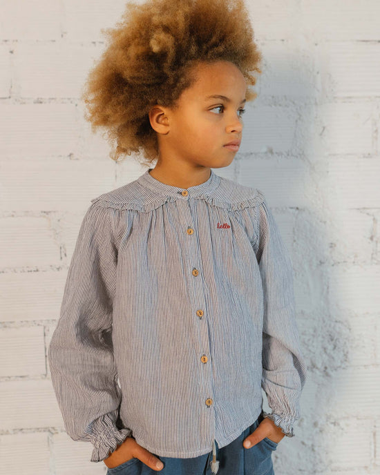 Hello Embroidered Stripes Toddler Blouse