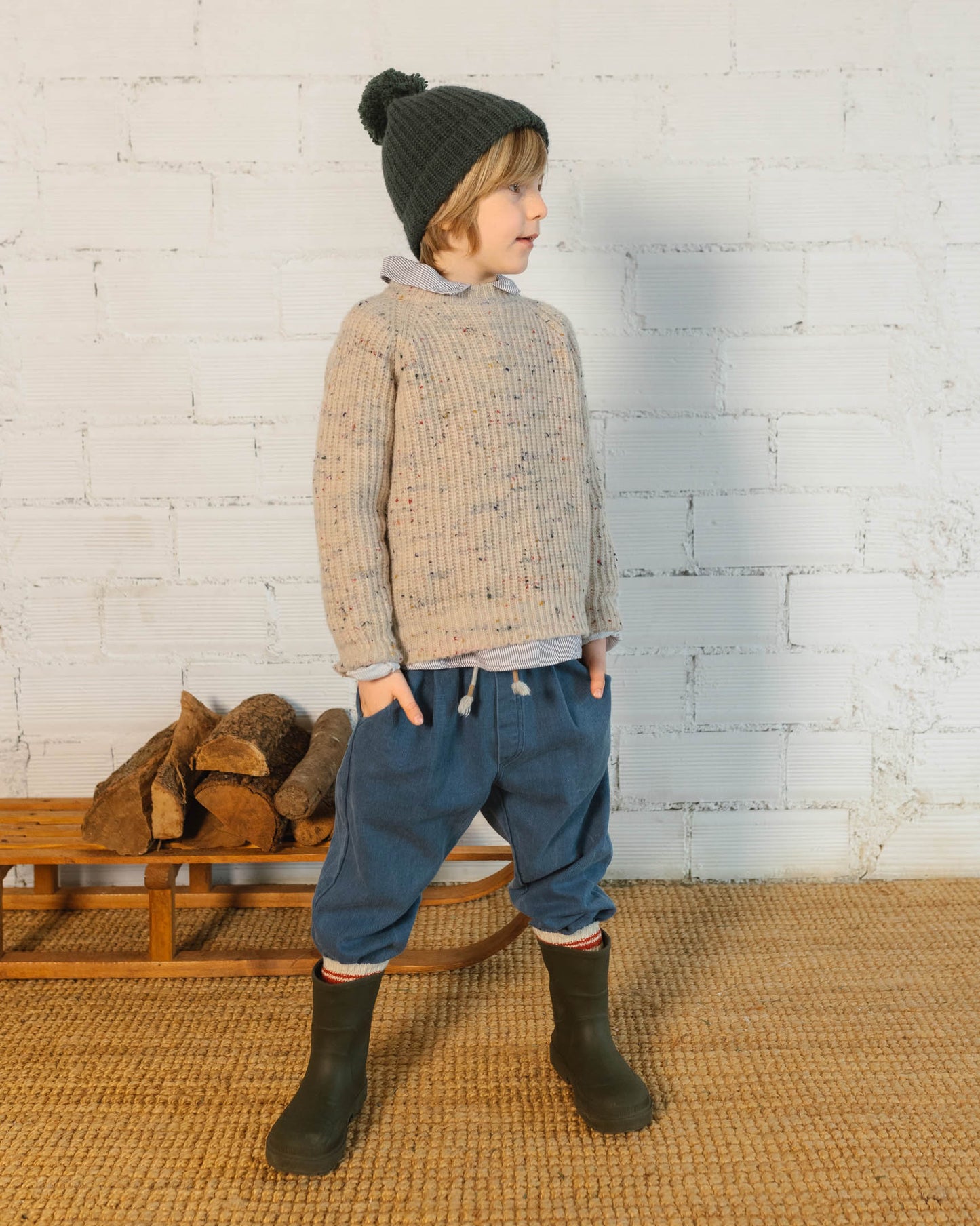 Toddler Botonato Sweater in Natural Fleck