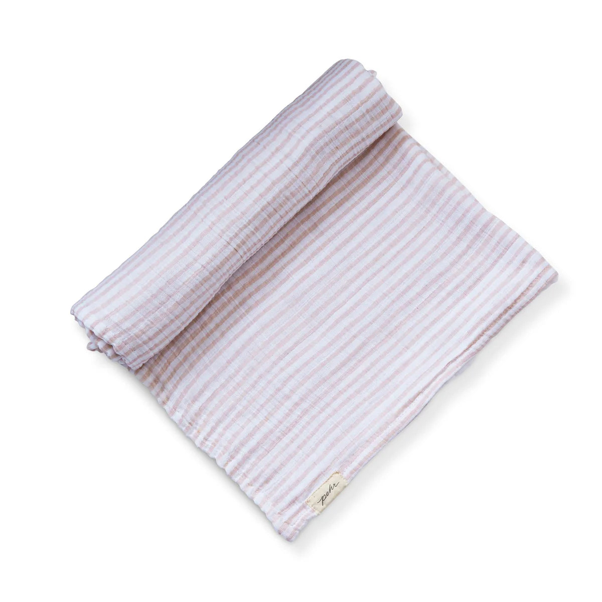 Striped Organic Muslin Swaddle in Petal Pink