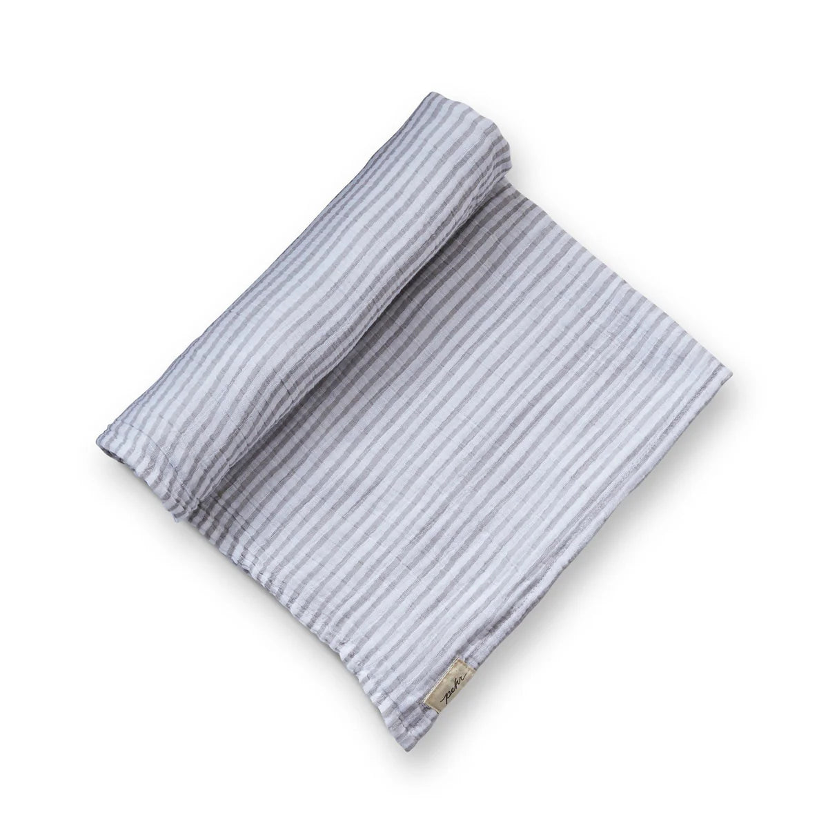 Striped Organic Muslin Swaddle in Pebble Grey