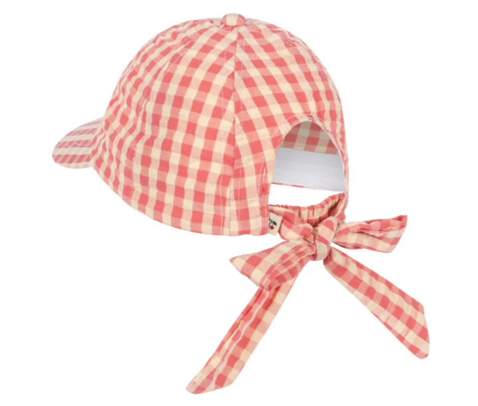 Kim Bow Hat in Flamingo Pink Check