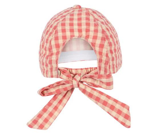 Load image into Gallery viewer, Kim Bow Hat in Flamingo Pink Check

