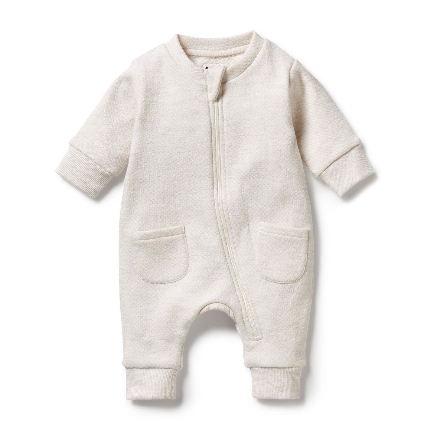 Organic Quilted Jumpsuit in Oatmeal