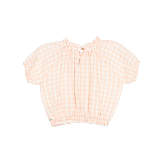 Gingham Muslin Top in Light Pink