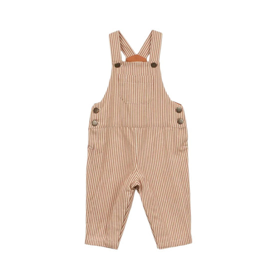 Baby Denim Striped Overalls in Terre