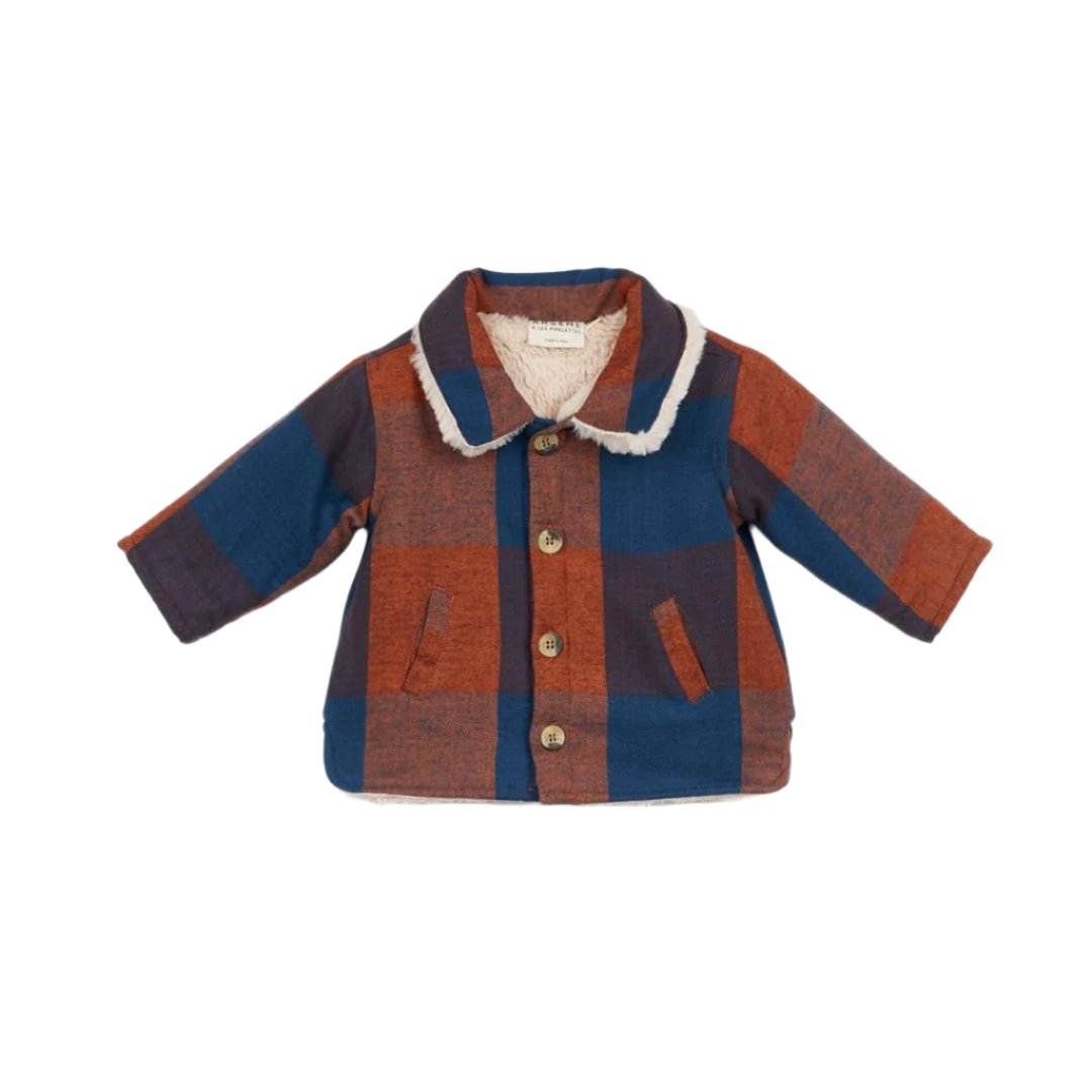 Baby Fur Check Overshirt in Marron