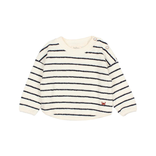 Navy Terry Stripes Sweatshirt - Baby