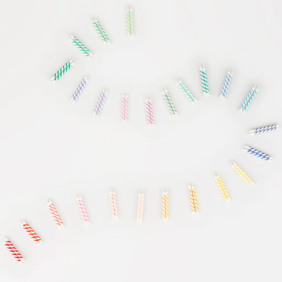 Rainbow Striped Mini Candles