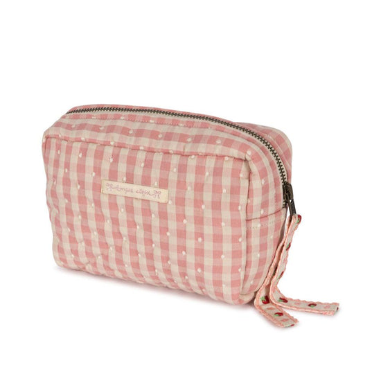 Pink Check Seersucker Small Toiletry Bag