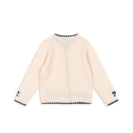 Blue Bow Colette Knit Cardigan in Off White