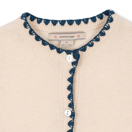 Blue Bow Colette Knit Cardigan in Off White