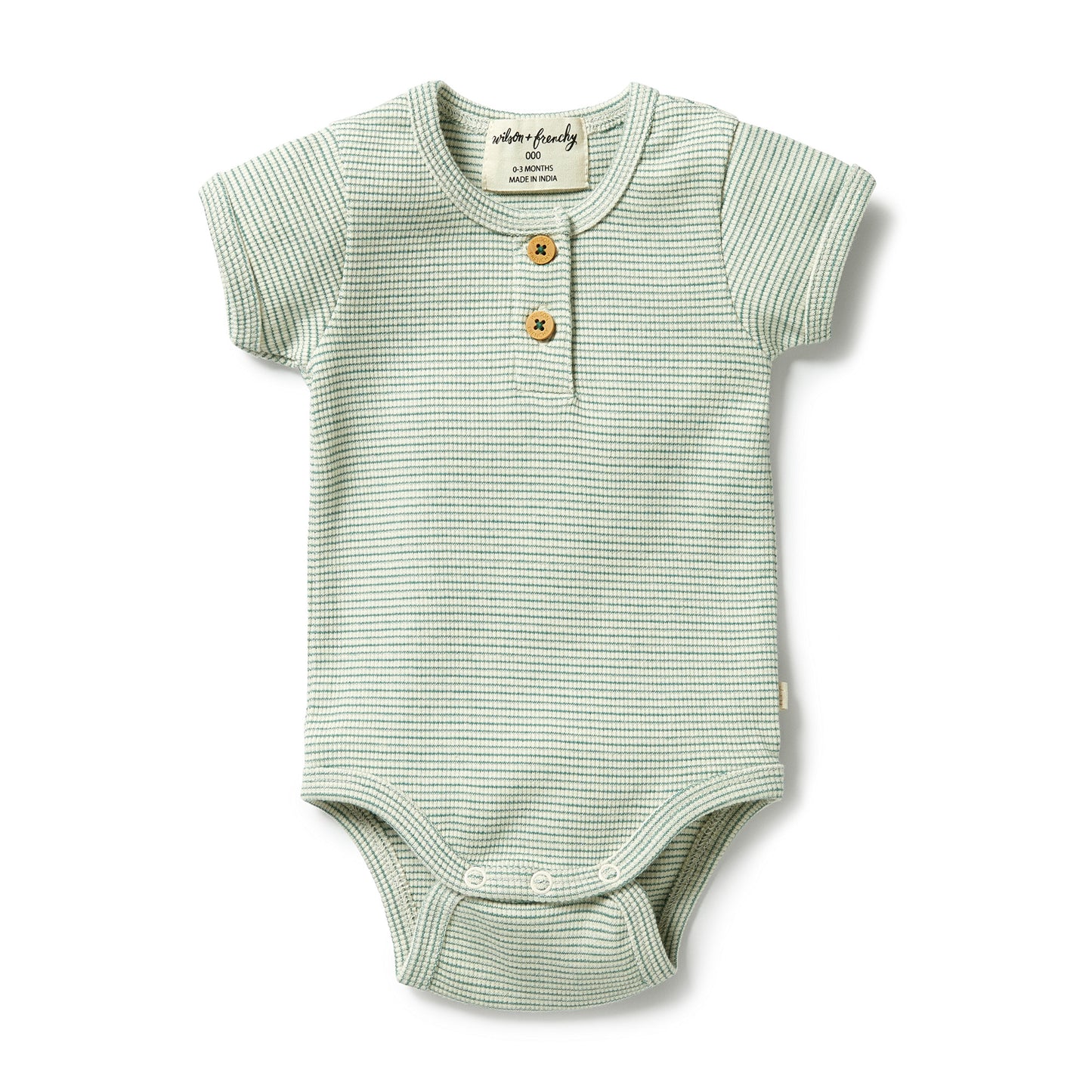 Stripe Henley Bodysuit in Deep Sea Green