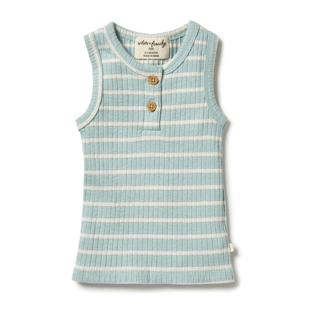 Organic Rib Tank - Pistachio Stripe